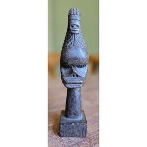 African Sculpture Hand Carved Wood 6.5" Tribal Art Primitive Vintage